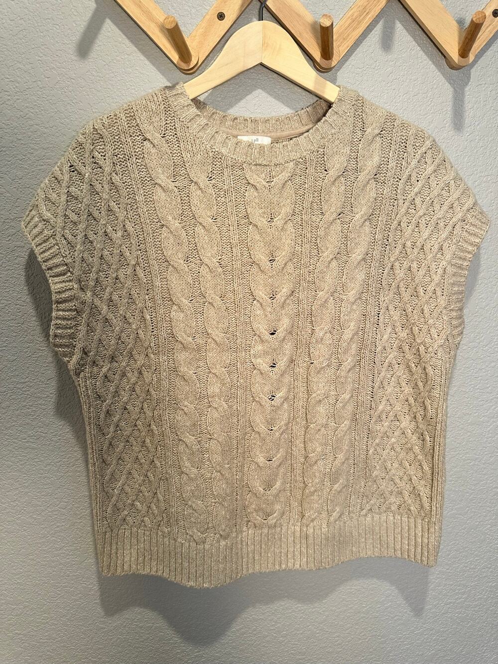 J. Jill Cotton Blend Cable Sweater Popover Vest Size Sm